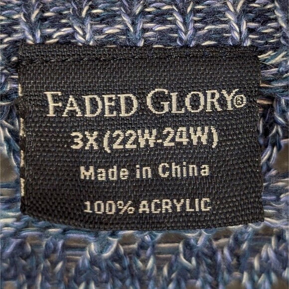 Faded Glory Blue Heather Lightweight Loose Knit Sweater Size 3X (22W-24W) Comfy - Picture 3 of 11
